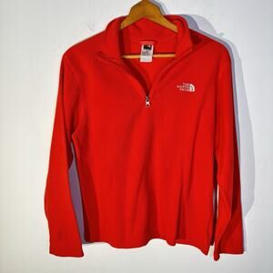 The North Face 1/4 Zip Fleece Pullover Youth Boys/Girls Size XL 18/20 Orange Red